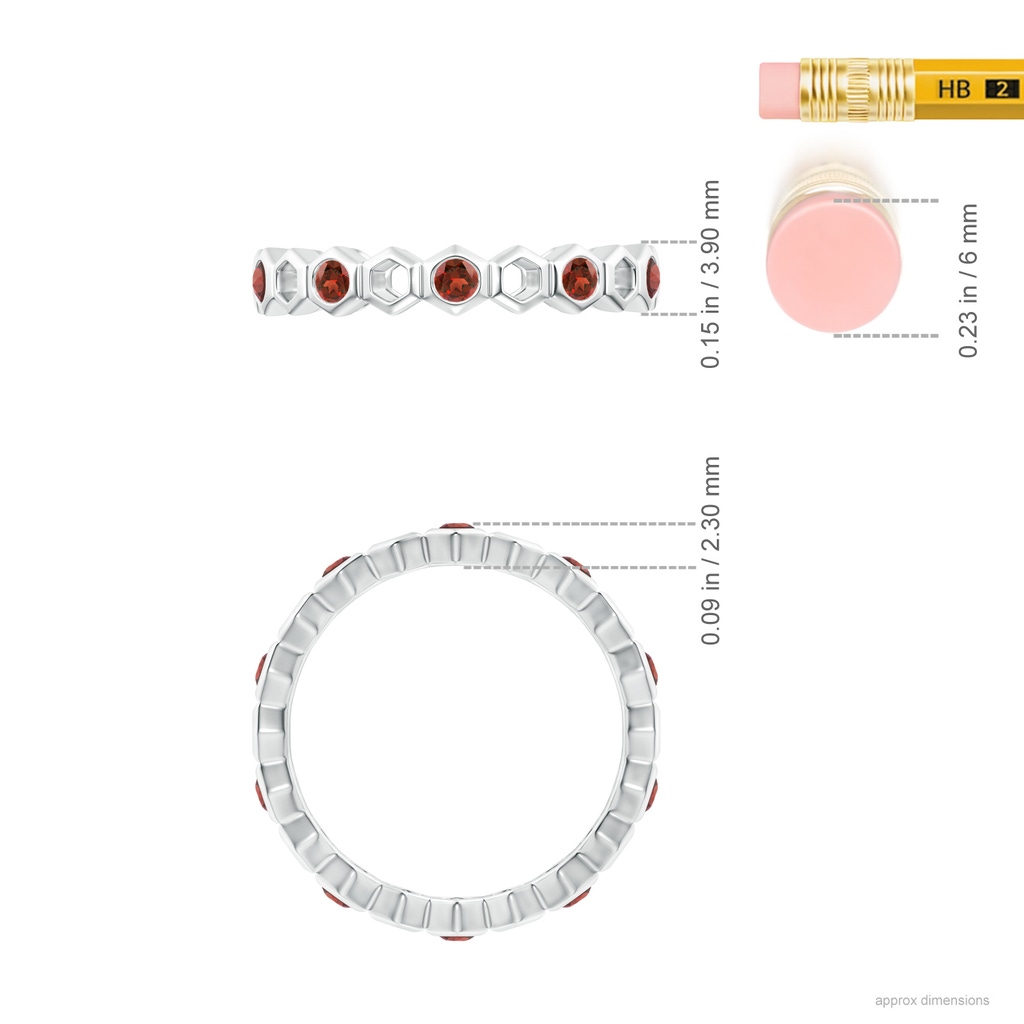 2mm AAA Natori x Angara Hexagonal Alternate Garnet Eternity Band in 75 White Gold Ruler