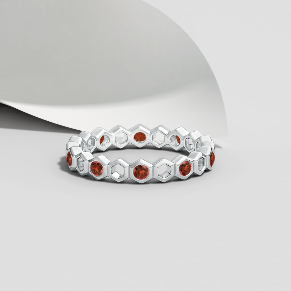 2mm AAA Natori x Angara Hexagonal Alternate Garnet Eternity Band in 75 White Gold lifestyle