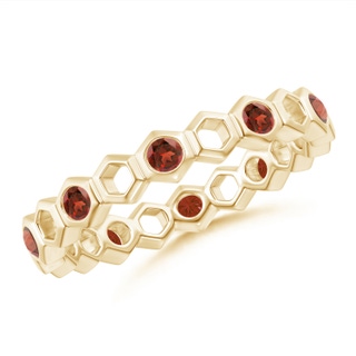 2mm AAA Natori x Angara Hexagonal Alternate Garnet Eternity Band in 75 Yellow Gold