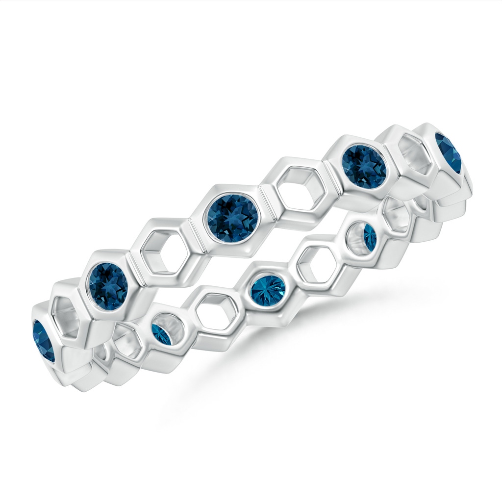 2mm AAA Natori x Angara Hexagonal Alternate London Blue Topaz Eternity Band in 55 White Gold