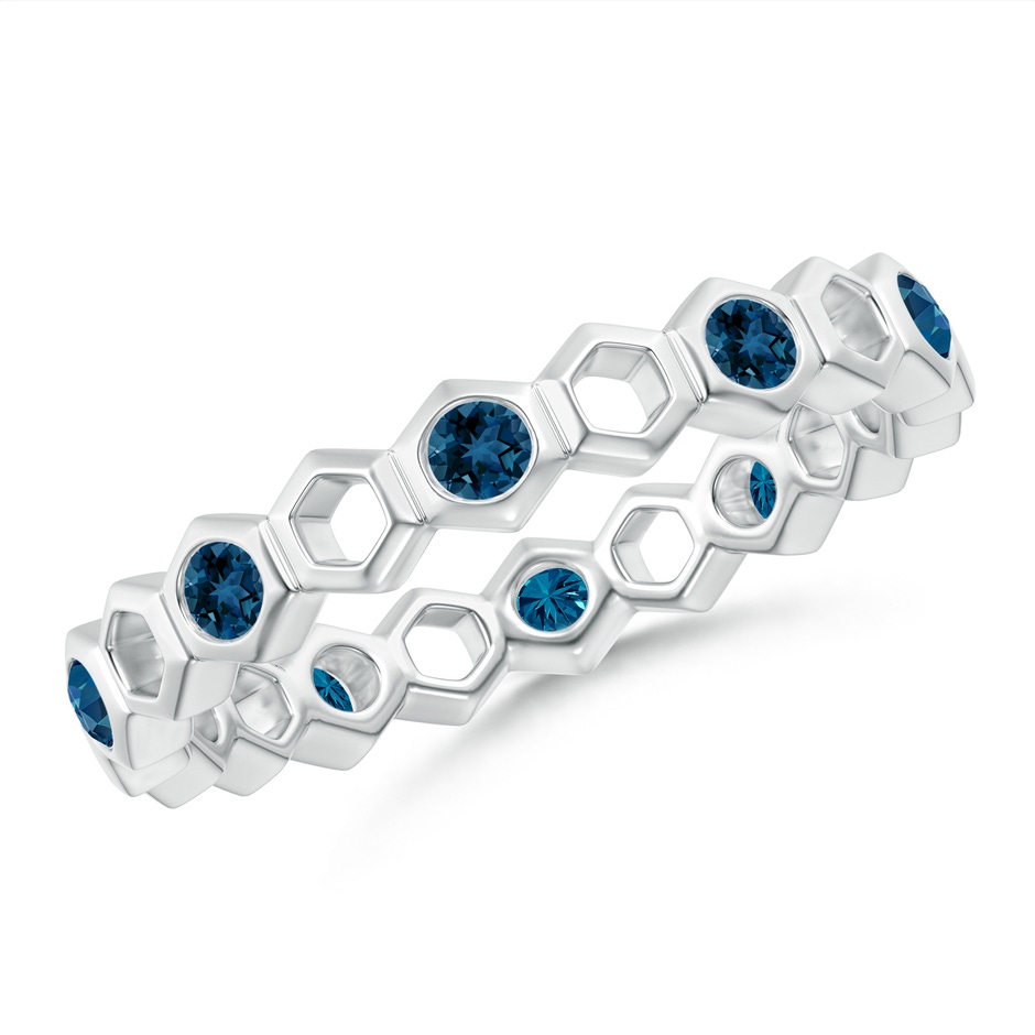 2mm AAA Natori x Angara Hexagonal Alternate London Blue Topaz Eternity Band in 55 White Gold 