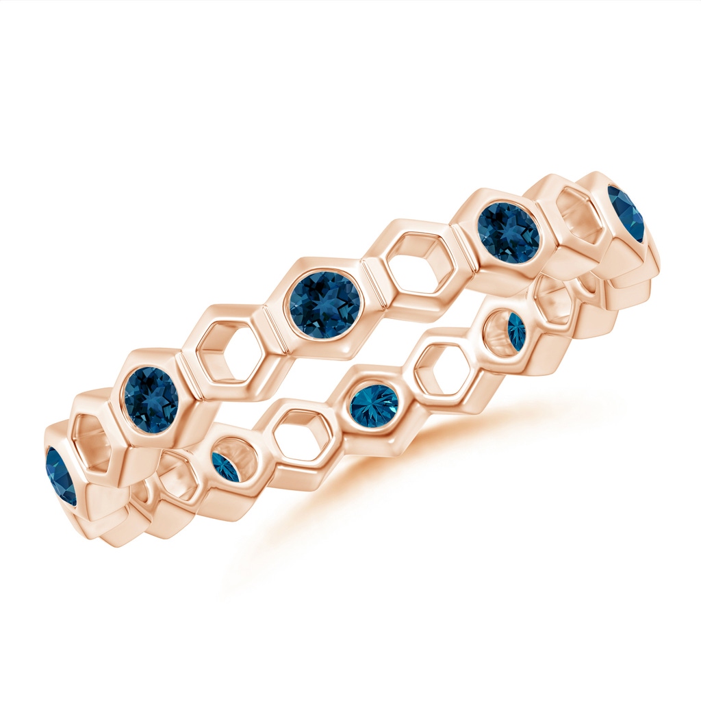 2mm AAA Natori x Angara Hexagonal Alternate London Blue Topaz Eternity Band in 70 Rose Gold 