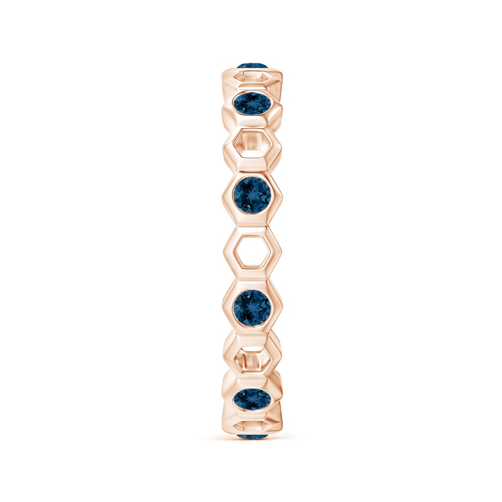 2mm AAA Natori x Angara Hexagonal Alternate London Blue Topaz Eternity Band in 70 Rose Gold Side 2