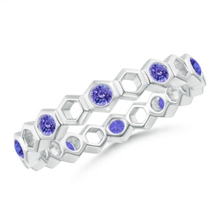 2mm AAA Natori x Angara Hexagonal Alternate Tanzanite Eternity Band in 55 White Gold