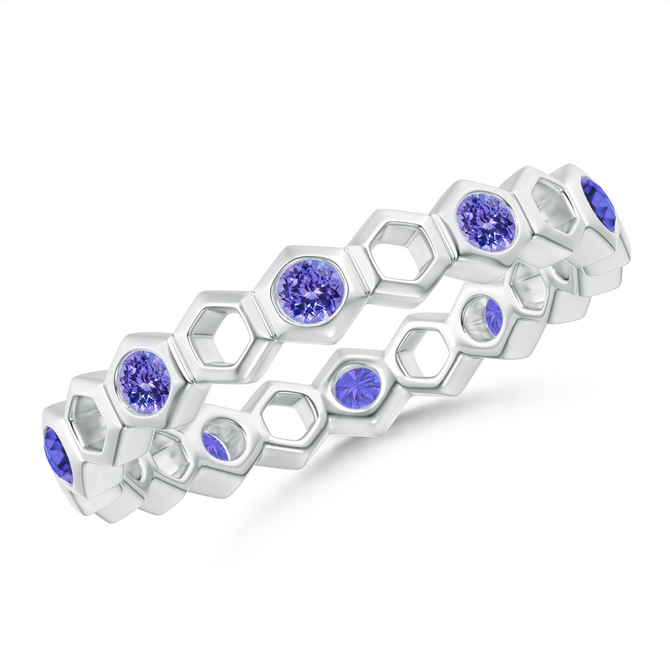 2mm AAA Natori x Angara Hexagonal Alternate Tanzanite Eternity Band in 55 White Gold 