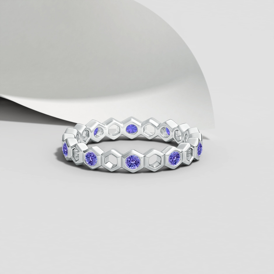 2mm AAA Natori x Angara Hexagonal Alternate Tanzanite Eternity Band in 55 White Gold lifestyle