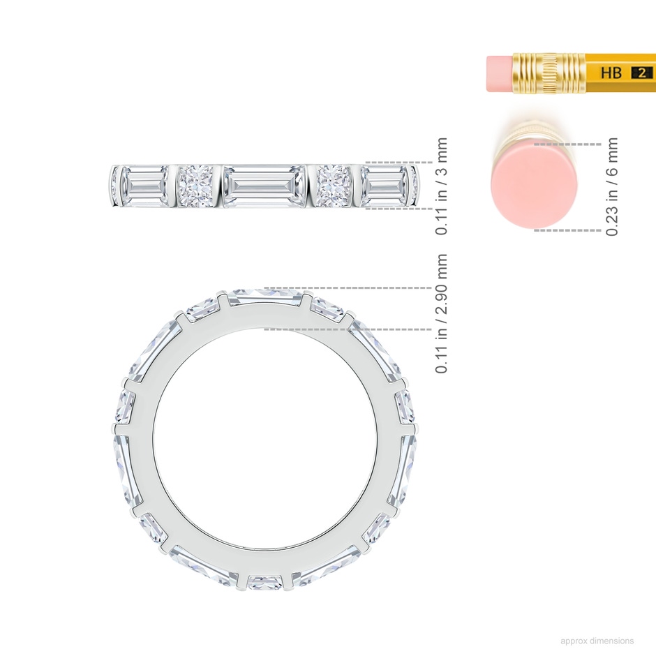 6x3mm FGVS Natori x Angara Orient Express Lab-Grown Baguette & Cushion Diamond Eternity Band in 65 White Gold ruler