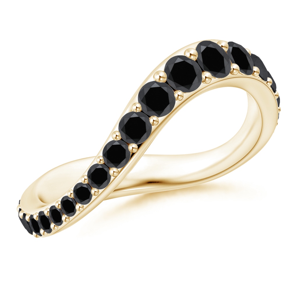 3mm AA Natori x Angara Shangri-la - Brush Stroke Black Diamond Full Eternity Shangri-La Ring in 60 Yellow Gold