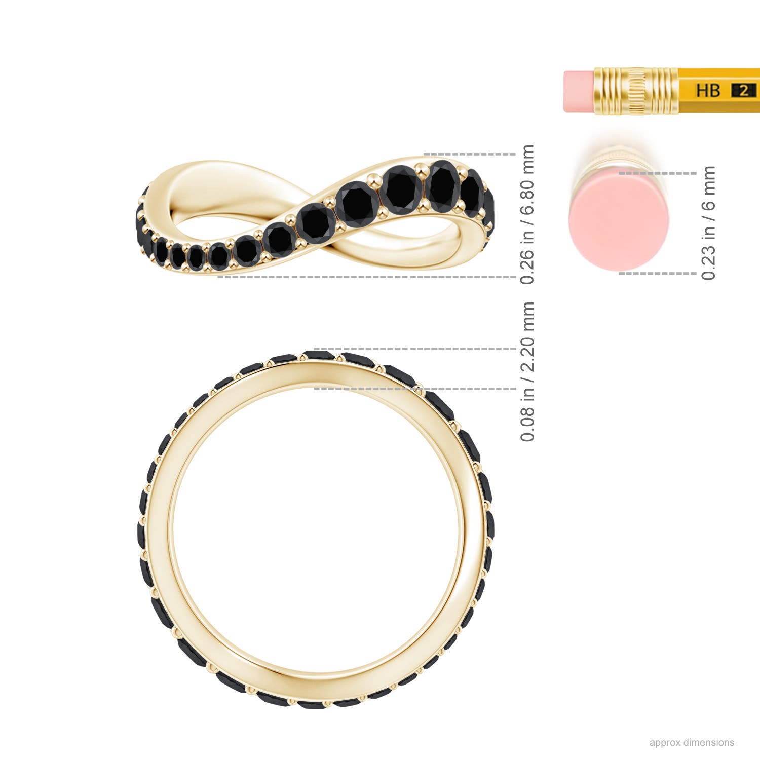 3mm AA Natori x Angara Shangri-la - Brush Stroke Black Diamond Full Eternity Shangri-La Ring in 70 Yellow Gold - ruler