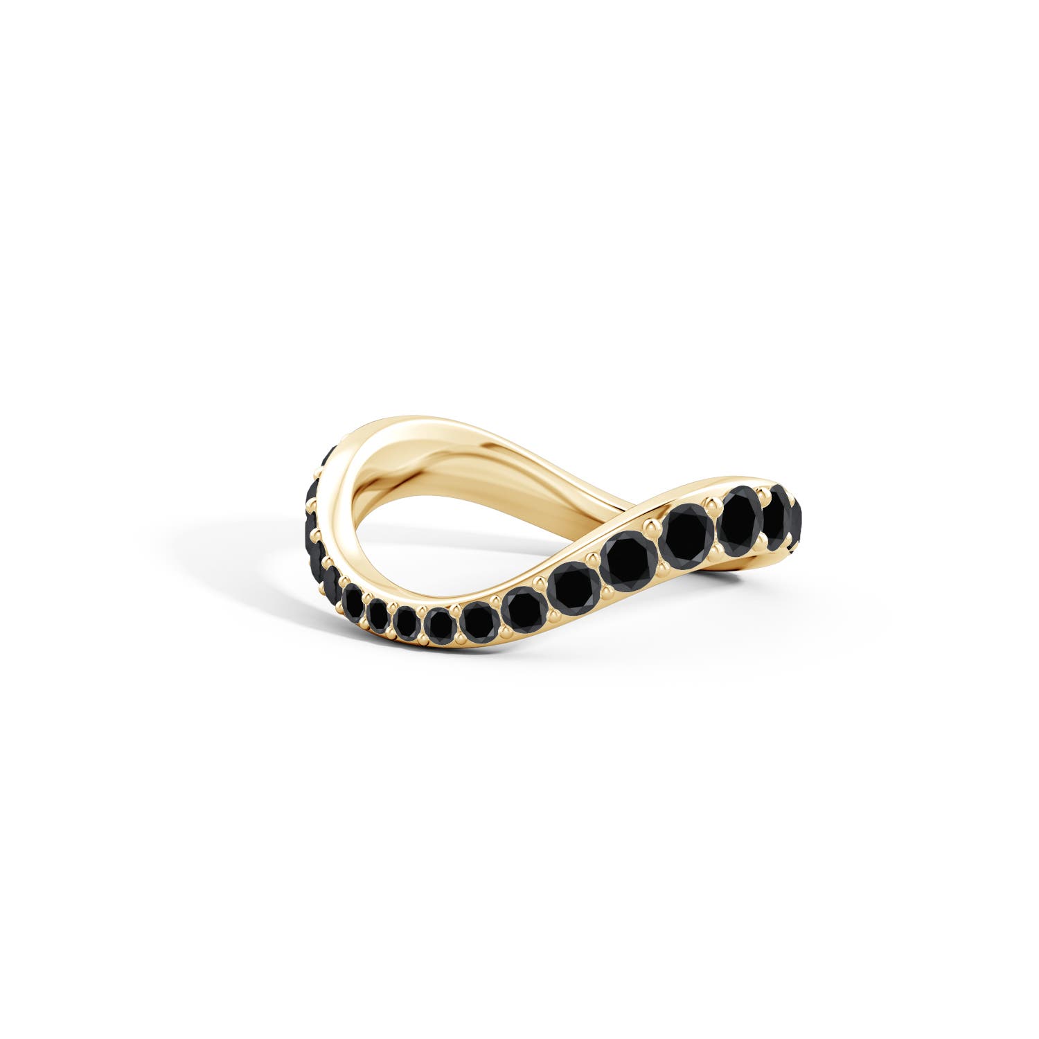 3mm AA Natori x Angara Shangri-la - Brush Stroke Black Diamond Full Eternity Shangri-La Ring in 70 Yellow Gold - lifestyle 5