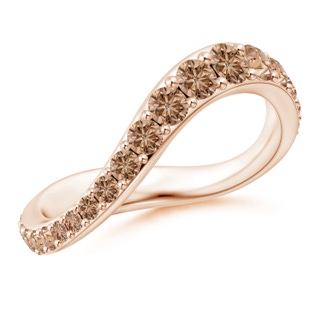 3mm AAA Natori x Angara Shangri-la - Brush Stroke Coffee Diamond Full Eternity Shangri-La Ring in 60 10K Rose Gold