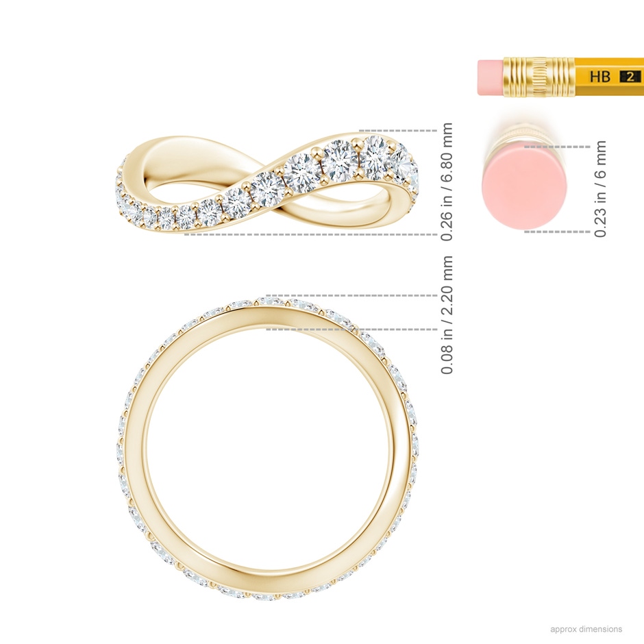 3mm HSI2 Natori x Angara Shangri-la - Brush Stroke Diamond Full Eternity Shangri-La Ring in 70 Yellow Gold ruler