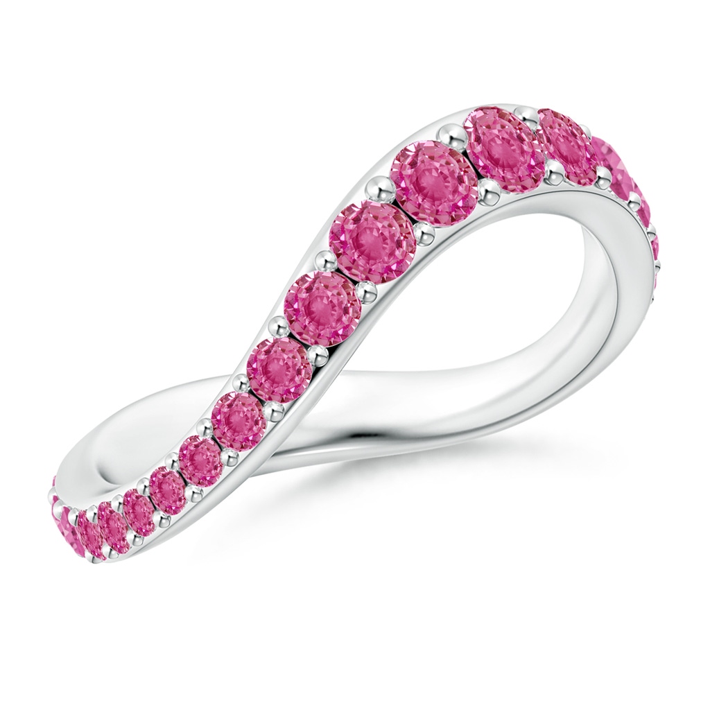 3mm AAA Brush Stroke Pink Sapphire Full Eternity Shangri-La Ring in 65 White Gold