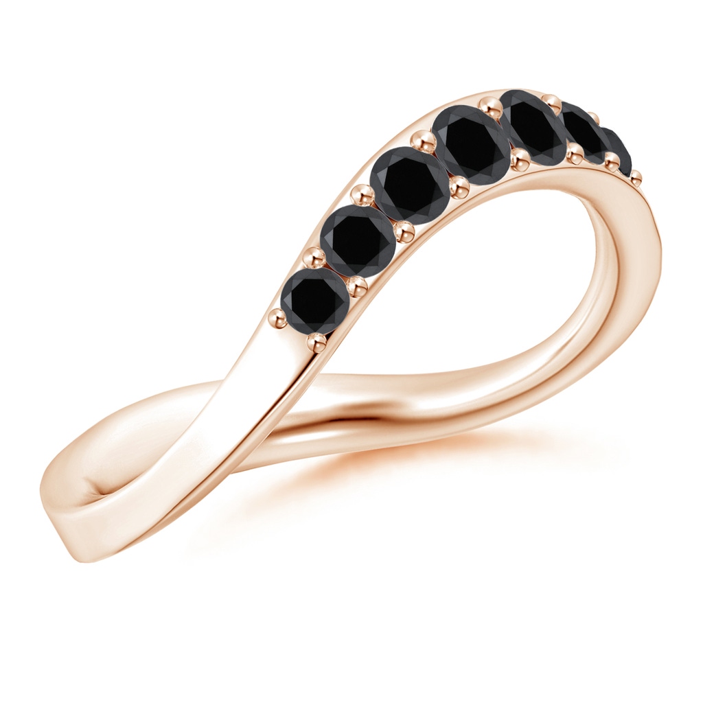 2.5mm AA Natori x Angara Shangri-la - Brush Stroke Black Diamond Half Eternity Shangri-La Ring in 9K Rose Gold
