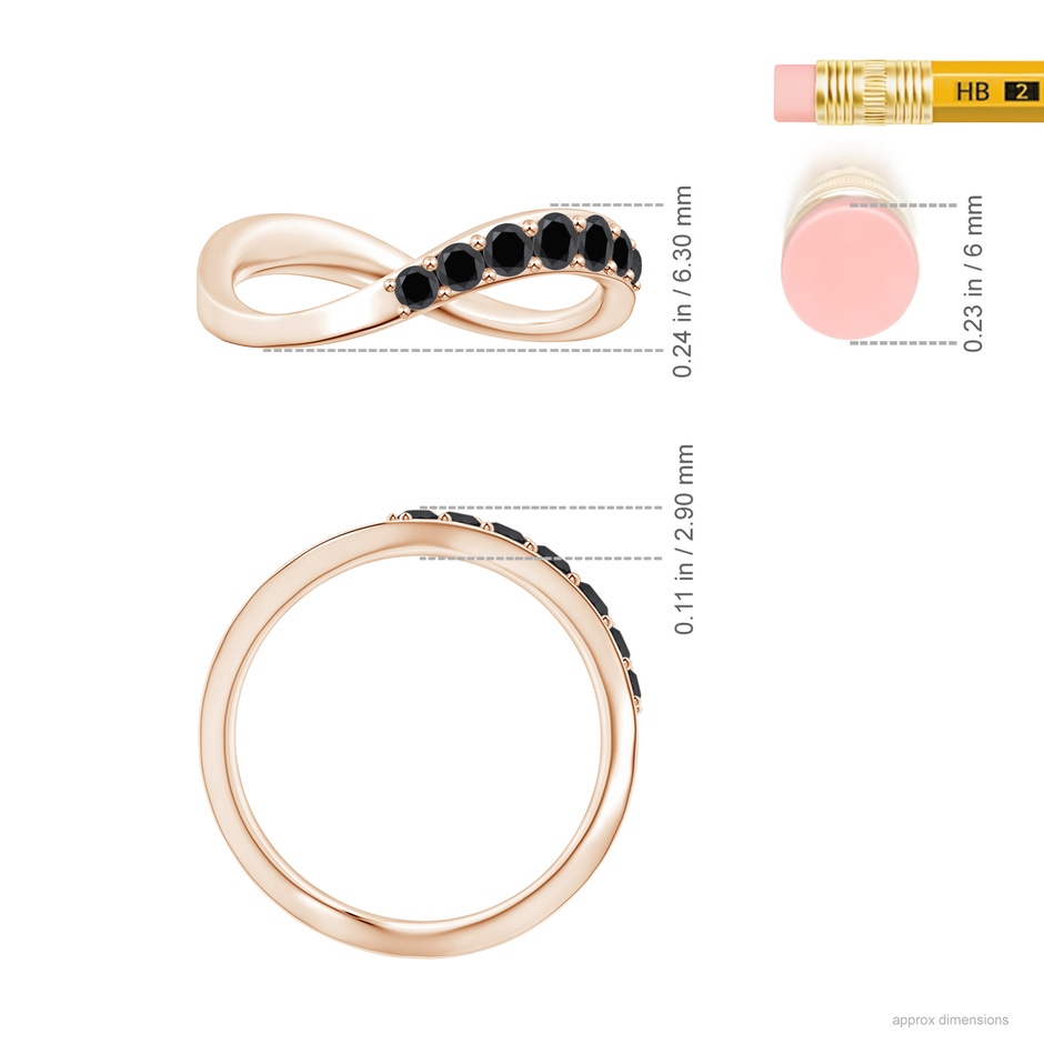 2.5mm AA Natori x Angara Shangri-la - Brush Stroke Black Diamond Half Eternity Shangri-La Ring in Rose Gold ruler