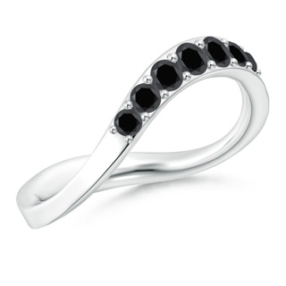 2.5mm AA Natori x Angara Shangri-la - Brush Stroke Black Diamond Half Eternity Shangri-La Ring in White Gold