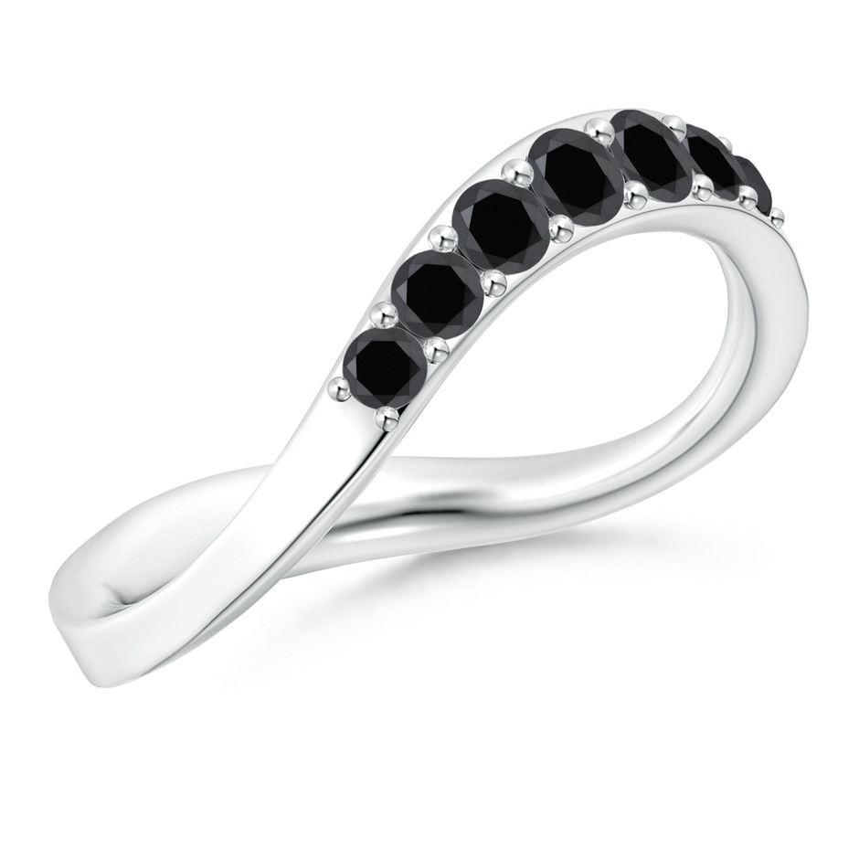 2.5mm AA Natori x Angara Shangri-la - Brush Stroke Black Diamond Half Eternity Shangri-La Ring in White Gold 