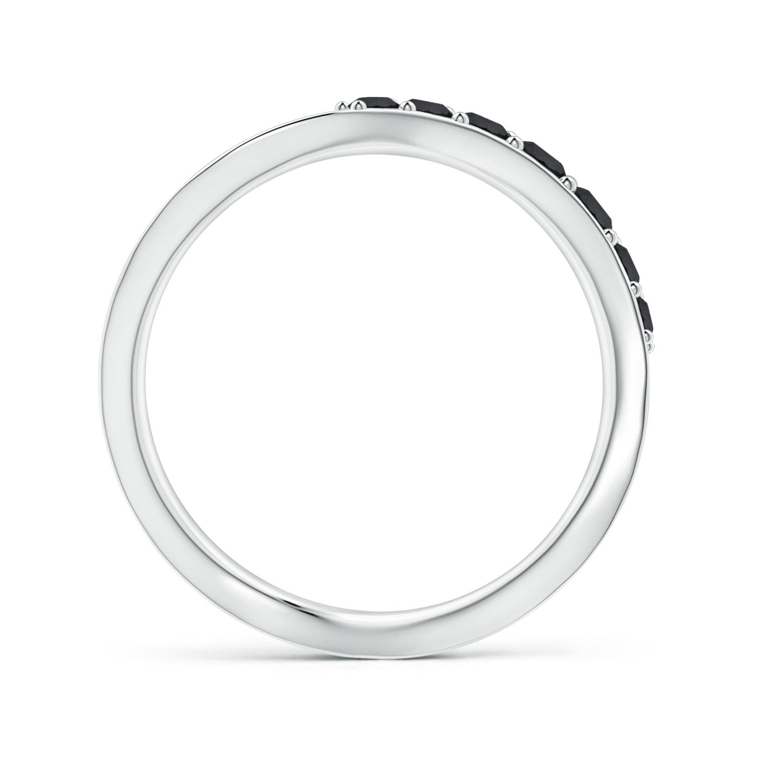 2.5mm AA Natori x Angara Shangri-la - Brush Stroke Black Diamond Half Eternity Shangri-La Ring in White Gold