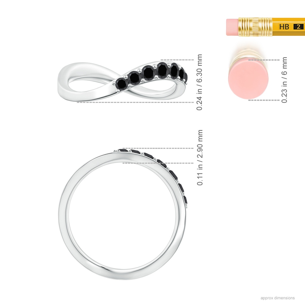 2.5mm AA Natori x Angara Shangri-la - Brush Stroke Black Diamond Half Eternity Shangri-La Ring in White Gold Ruler