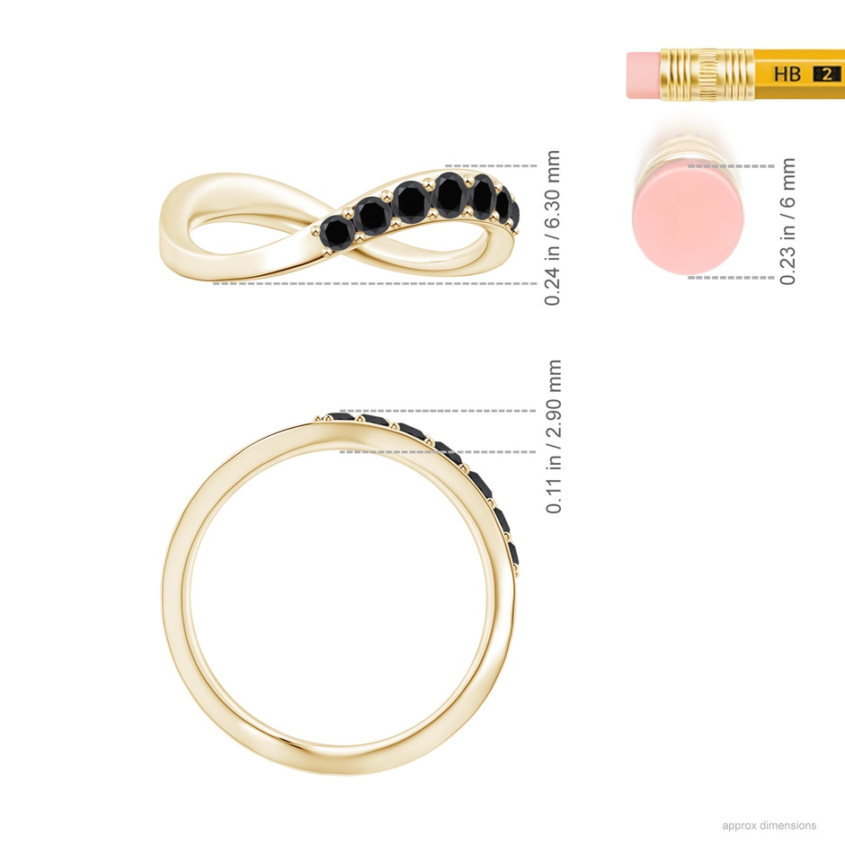 2.5mm AA Natori x Angara Shangri-la - Brush Stroke Black Diamond Half Eternity Shangri-La Ring in Yellow Gold ruler