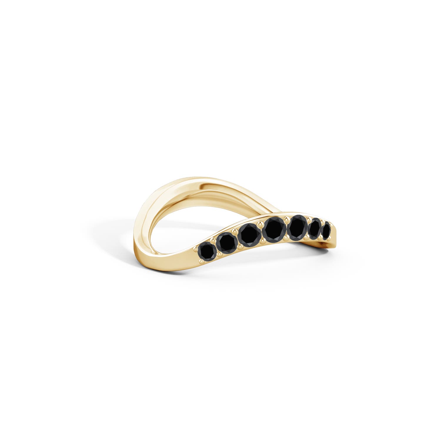 2.5mm AA Natori x Angara Shangri-la - Brush Stroke Black Diamond Half Eternity Shangri-La Ring in Yellow Gold - lifestyle 5