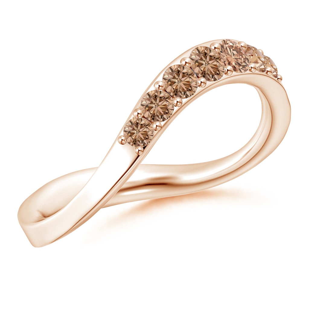 2.5mm AAA Natori x Angara Shangri-la - Brush Stroke Coffee Diamond Half Eternity Shangri-La Ring in Rose Gold