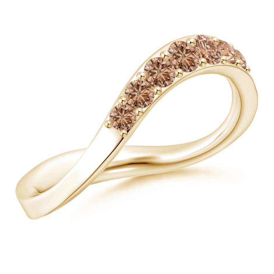 2.5mm AAA Natori x Angara Shangri-la - Brush Stroke Coffee Diamond Half Eternity Shangri-La Ring in Yellow Gold 