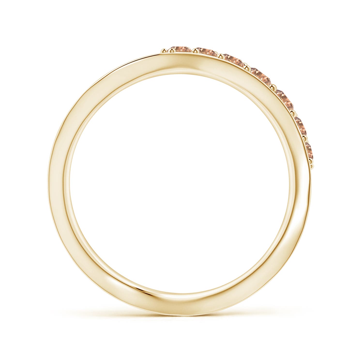 2.5mm AAA Natori x Angara Shangri-la - Brush Stroke Coffee Diamond Half Eternity Shangri-La Ring in Yellow Gold - side 1