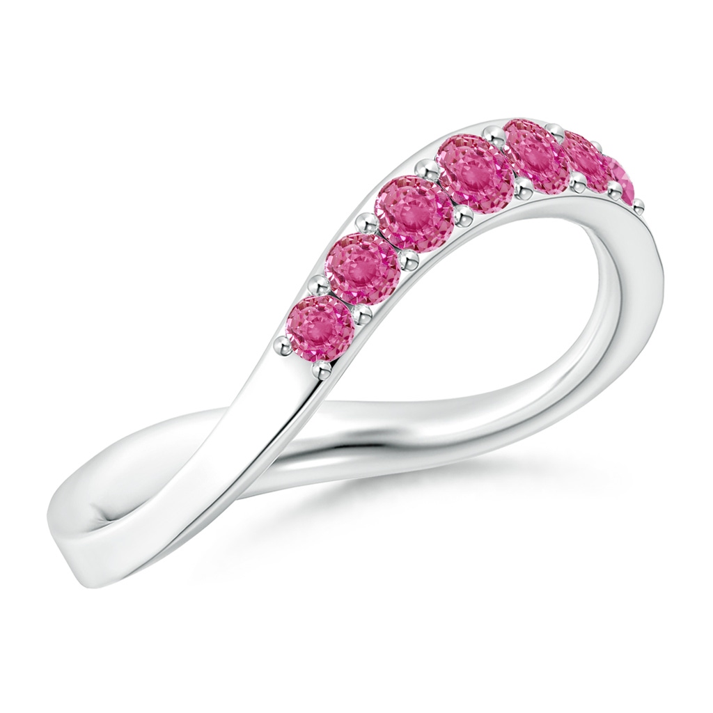 2.5mm AAA Brush Stroke Pink Sapphire Half Eternity Shangri-La Ring in White Gold