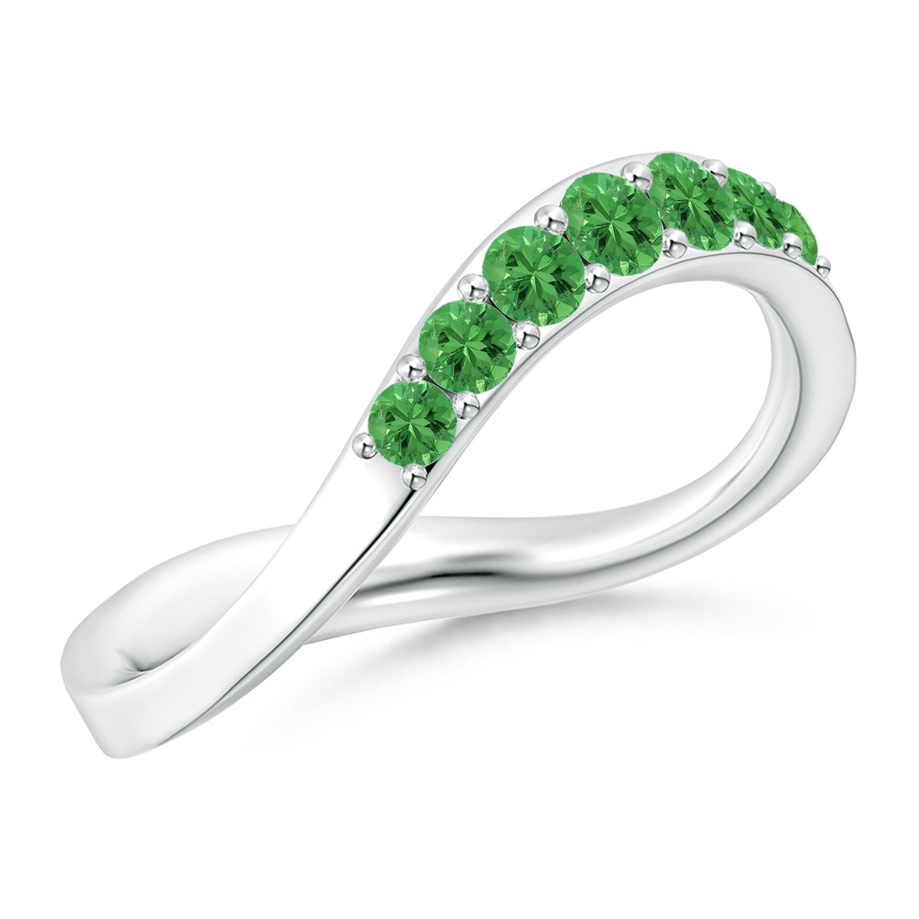 2.5mm AAA Brush Stroke Tsavourite Half Eternity Shangri-La Ring in White Gold 