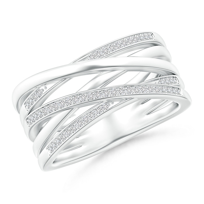 0.8mm HSI2 Pavé-Set Diamond Criss-Cross Wedding Band in White Gold 