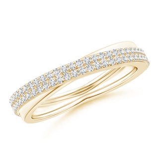 1mm GVS2 Twin-Row Diamond Criss-Cross Eternity Wedding Band for Her in 75 Yellow Gold