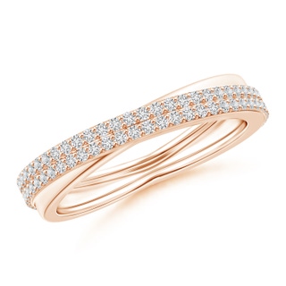 1mm HSI2 Twin-Row Diamond Criss-Cross Eternity Wedding Band for Her in 55 Rose Gold