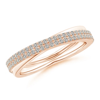 1mm KI3 Twin-Row Diamond Criss-Cross Eternity Wedding Band for Her in 55 Rose Gold