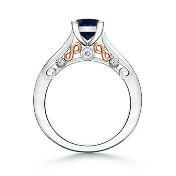 6mm AAA Solitaire Cushion Blue Sapphire Ring in Two Tone in White Gold Product Image