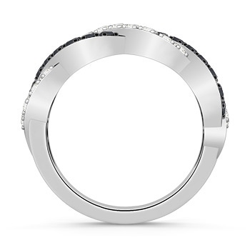 1.8mm A Round Black & White Diamond Infinity Twist Wedding Band in 9K White Gold product image