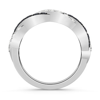 1.8mm AA Round Black & White Diamond Infinity Twist Wedding Band in White Gold Product Image
