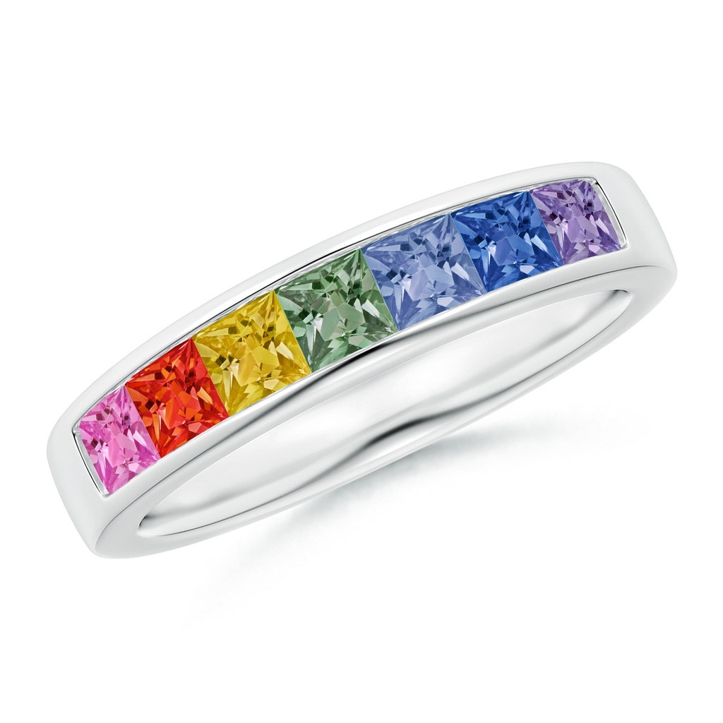 3mm AAA Spectra Channel-Set Square Multi-Sapphire Non-Eternity Band in 10K White Gold