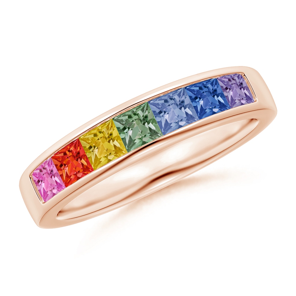 3mm AAA Spectra Channel-Set Square Multi-Sapphire Non-Eternity Band in Rose Gold