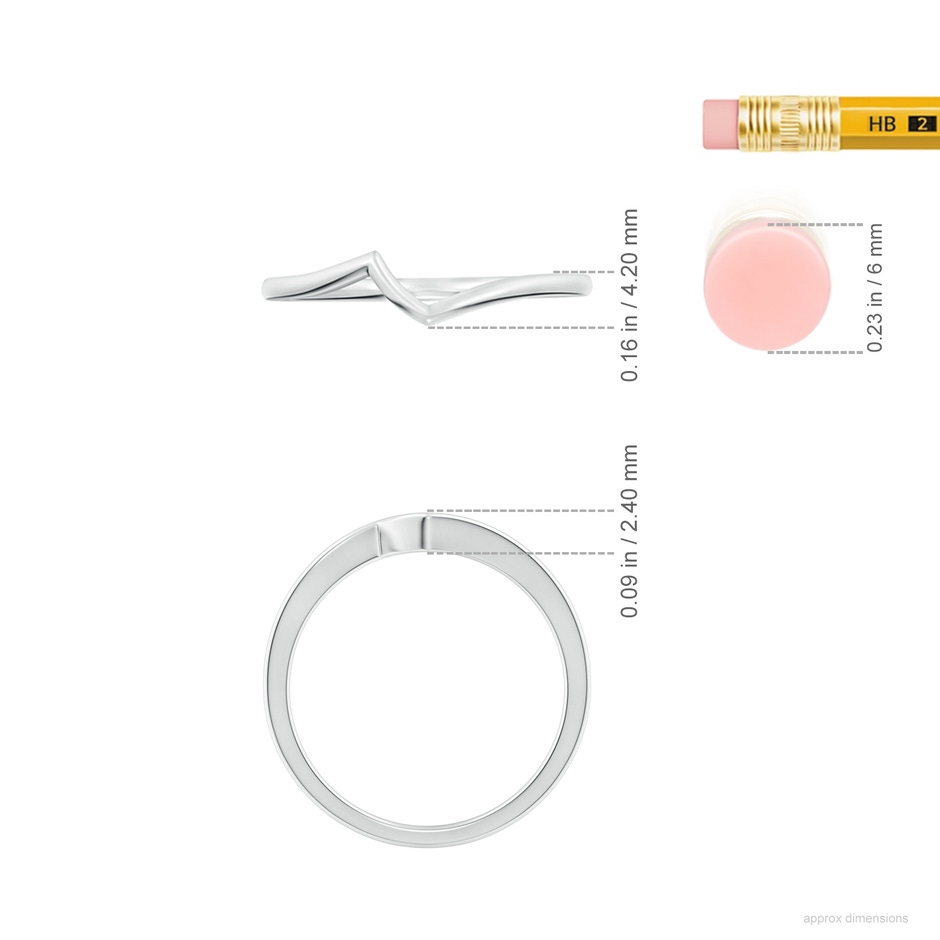 1.5 Contoured Comfort Fit Wedding Band in White Gold ruler