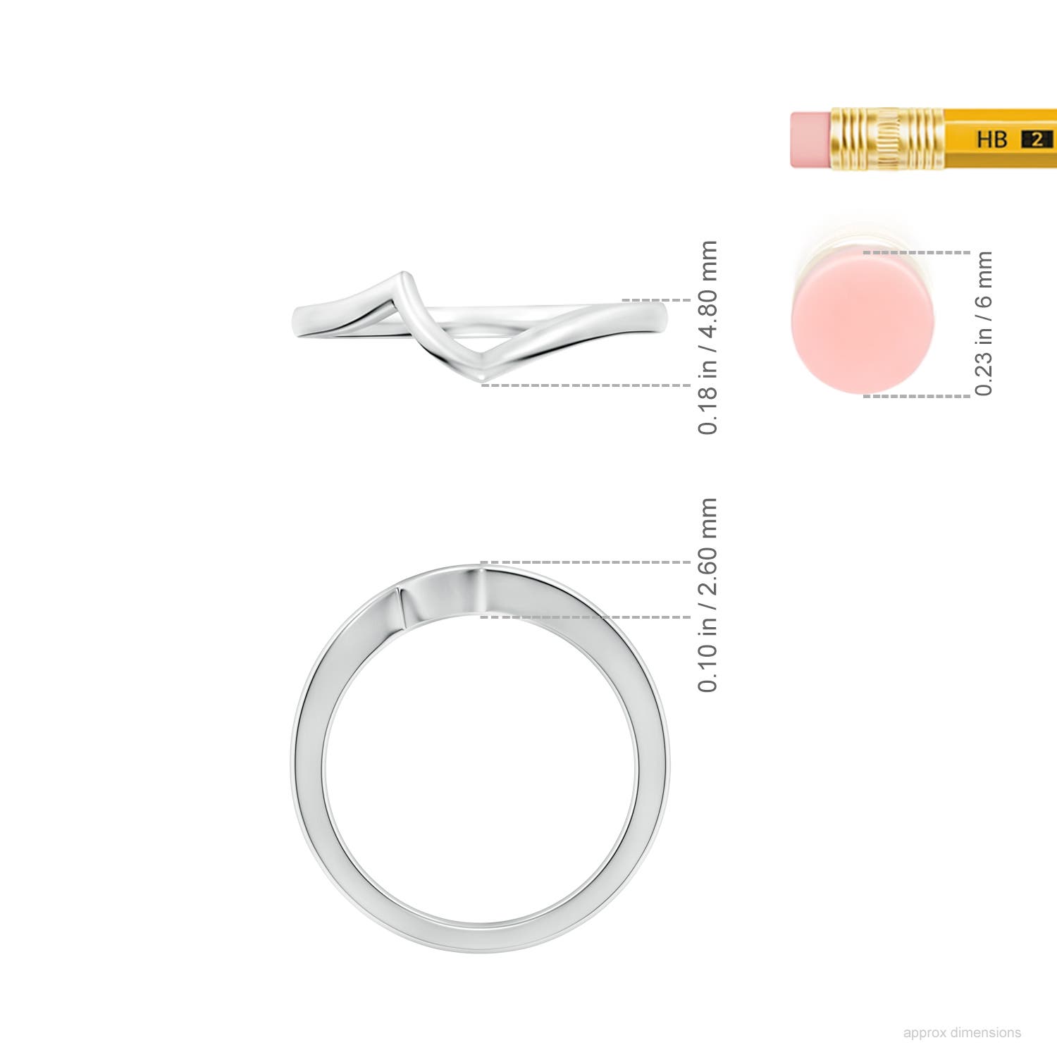 1.8 Contoured Comfort Fit Wedding Band in 18CT White Gold - ruler