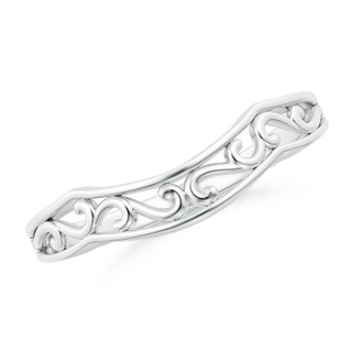 3.65 Vintage Style Diamond Curved Wedding Band with Filigree in P950 Platinum