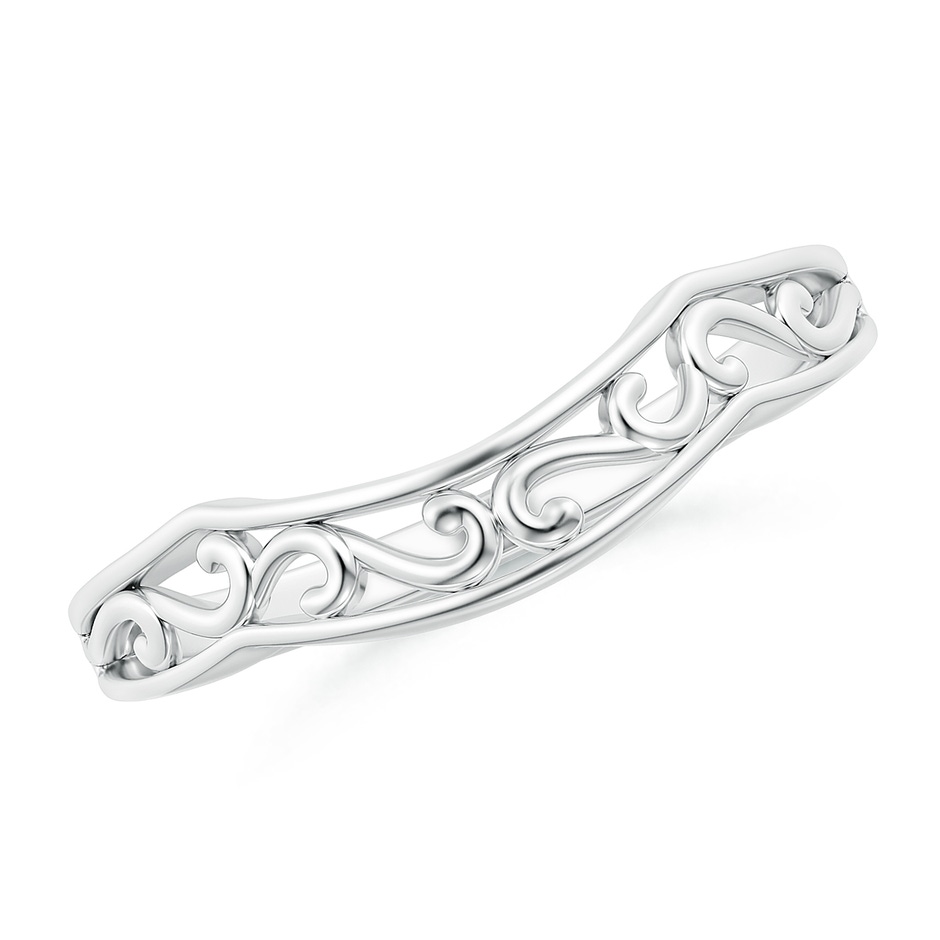3.65 Vintage Style Diamond Curved Wedding Band with Filigree in P950 Platinum 