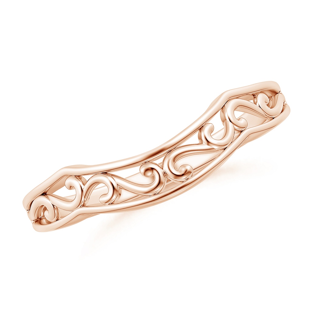 3.65 Vintage Style Diamond Curved Wedding Band with Filigree in Rose Gold