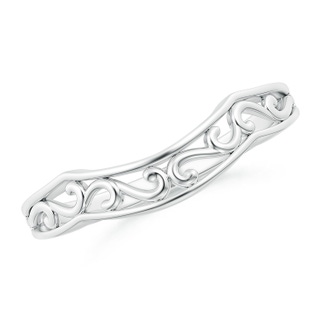 3.75 Vintage Style Diamond Curved Wedding Band with Filigree in P950 Platinum
