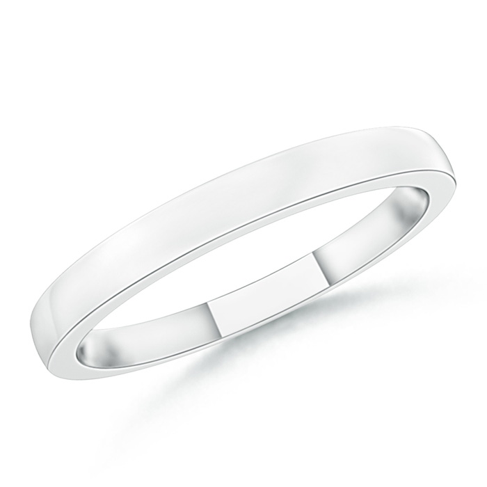 2.65 100 Polished Flat Surface Dome Wedding Band for Her in White Gold 