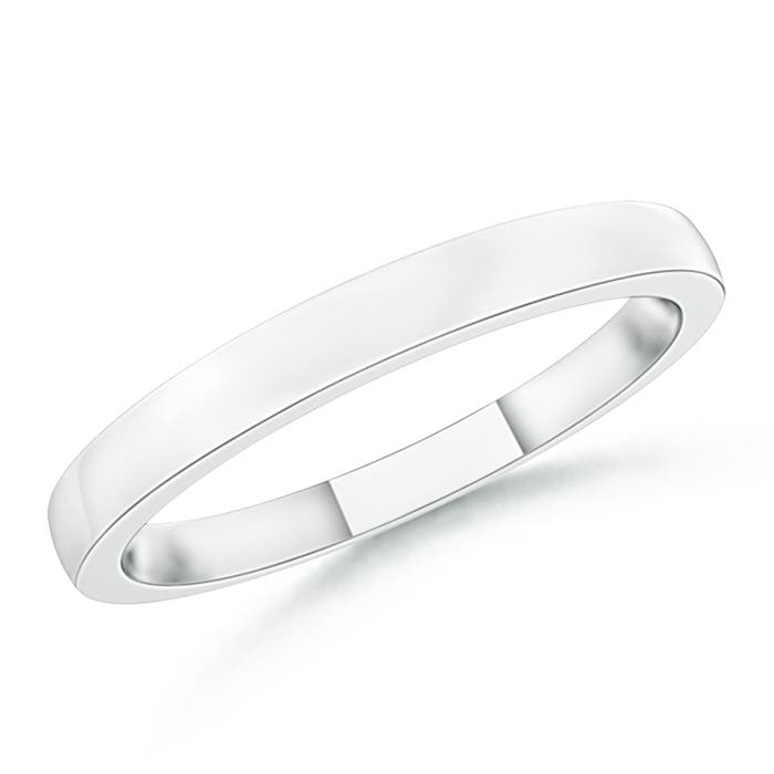 2.65 105 Polished Flat Surface Dome Wedding Band for Her in White Gold