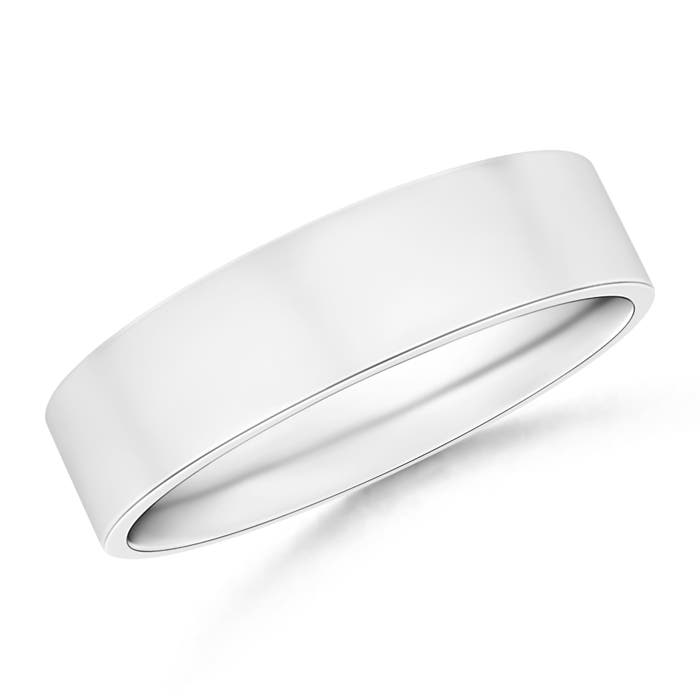 5 125 High Polished Flat Surface Comfort Fit Wedding Band in White Gold