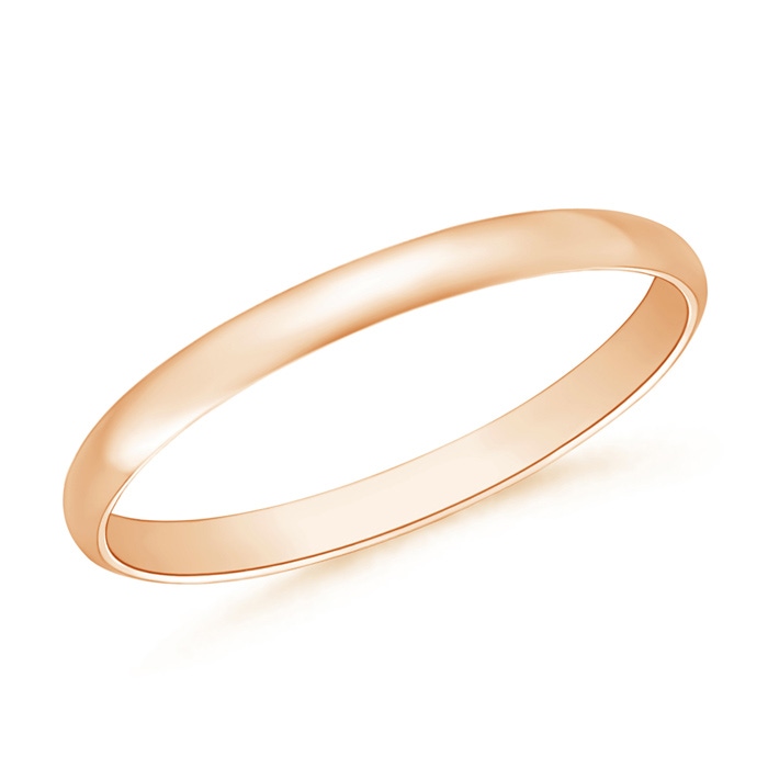 2 100 High Polished Plain Dome Wedding Band for Her in Rose Gold
