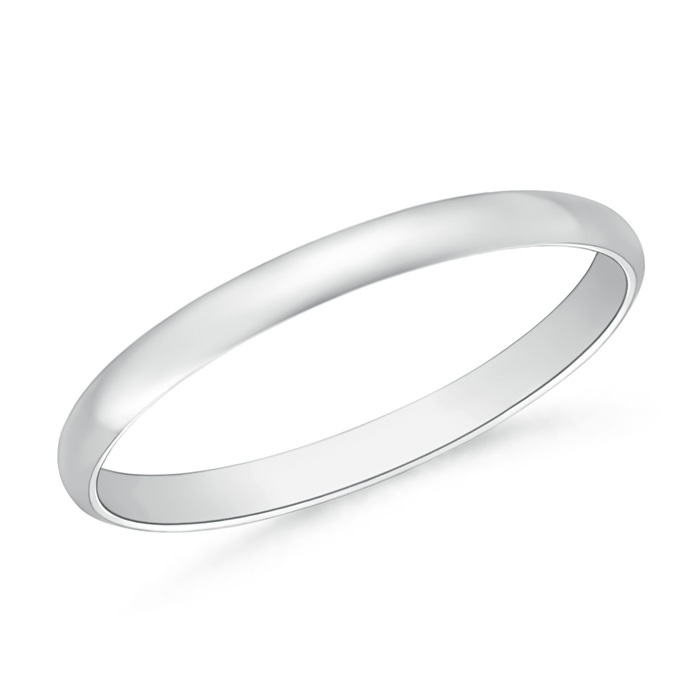 2 100 High Polished Plain Dome Wedding Band for Her in White Gold